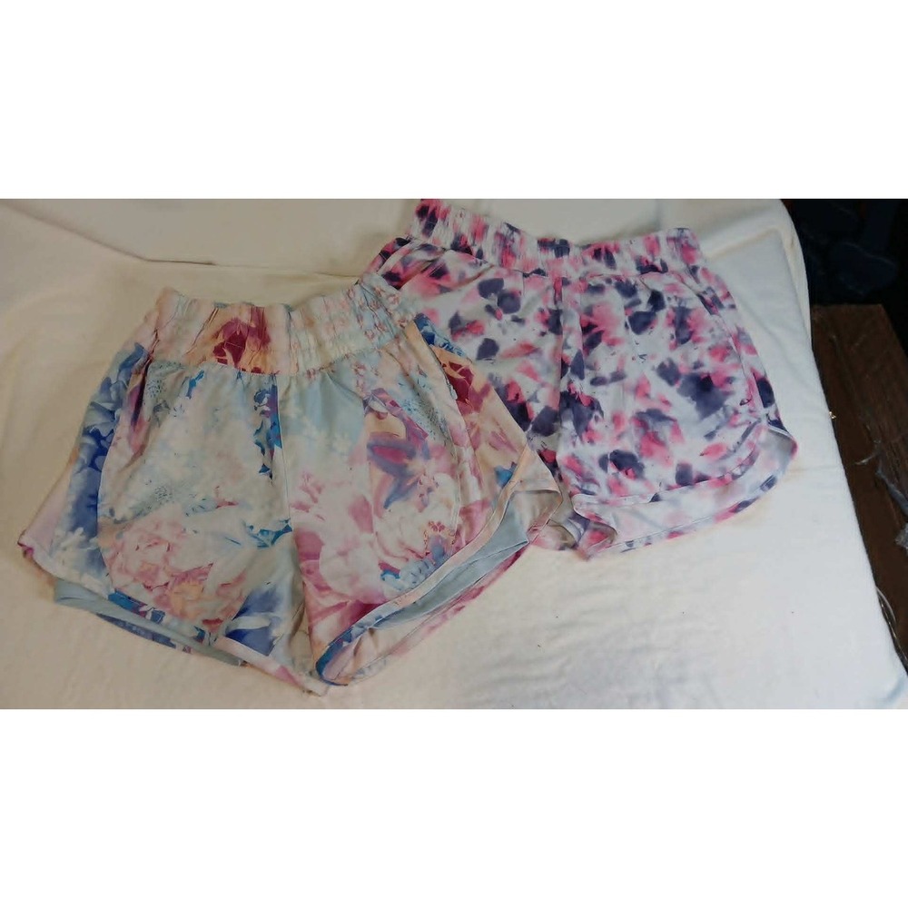 2 Pairs Athletic Works Avia Tie Dye Floral Workout Shorts Small XS Bundle